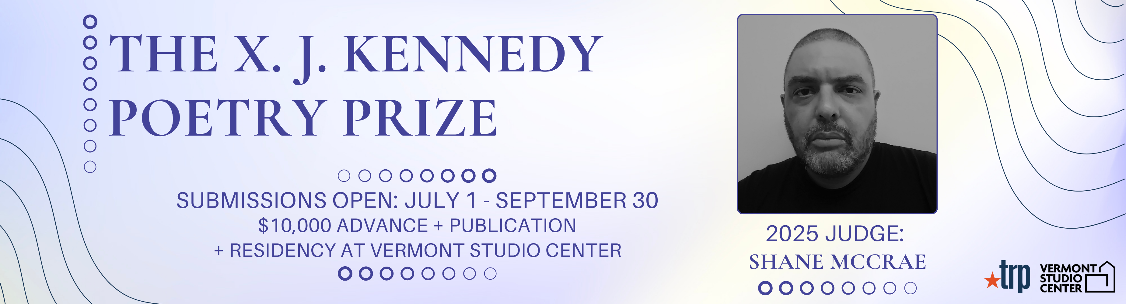 Banner promoting The X. J. Kennedy Poetry Prize, judged by Shane McCrae